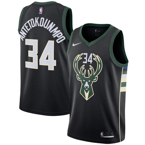 Men Nike Milwaukee Bucks #34 Giannis Antetokounmpo Black NBA Swingman Statement Edition Jersey->boston celtics->NBA Jersey